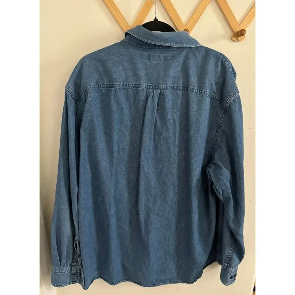 Croft & Barrow Shirt Men XL Blue Denim Casual Button Down Long Sleeve Collared - Picture 11 of 11